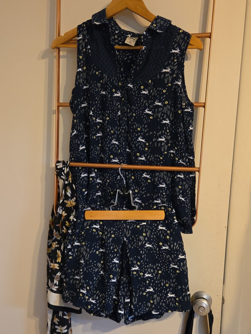 Laurn Conrad Disney Alice + Wonderland Bunny Printed Blouse and Shorts Set